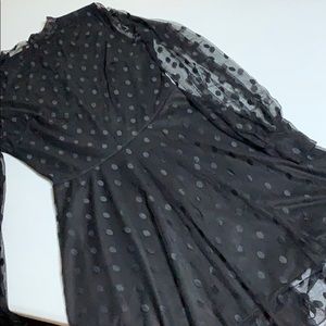 Boohoo dress black dots sheer high neck holiday